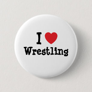 Badge Rond 5 Cm J'aime le coeur de lutte personnalisé