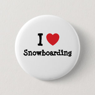 Badge Rond 5 Cm J'aime le coeur de Snowboard personnalisé