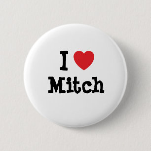 Badge Rond 5 Cm J'aime le coeur Mitch personnalisé