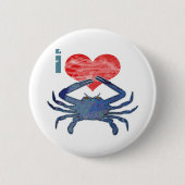 Badge Rond 5 Cm J'aime le crabe (Devant)