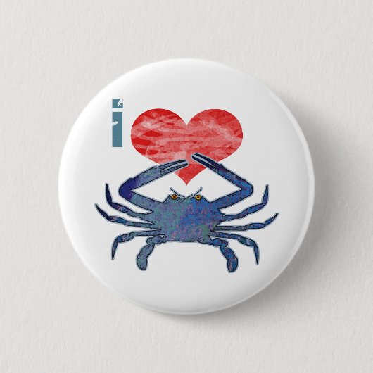 Badge Rond 5 Cm J'aime le crabe (Devant)