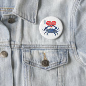 Badge Rond 5 Cm J'aime le crabe (En situation)