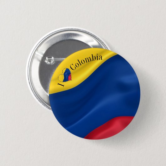 Badge Rond 5 Cm J'aime le drapeau colombien (Devant & derrière)