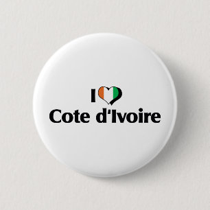 Badge Rond 5 Cm J'aime le drapeau de la Côte d'Ivoire