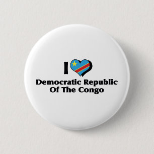 Badge Rond 5 Cm J'aime le drapeau de la République démocratique du