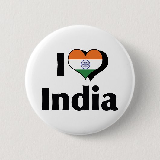 Badge Rond 5 Cm J'aime le drapeau de l'Inde (Devant)
