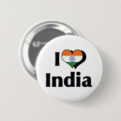 Badge Rond 5 Cm J'aime le drapeau de l'Inde (Devant & derrière)