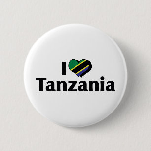 Badge Rond 5 Cm J'aime le drapeau de Tanzanie
