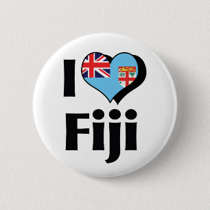 Badge Rond 5 Cm J'aime le drapeau des Fidji