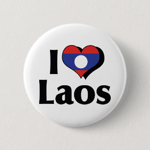 Badge Rond 5 Cm J'aime le drapeau du Laos