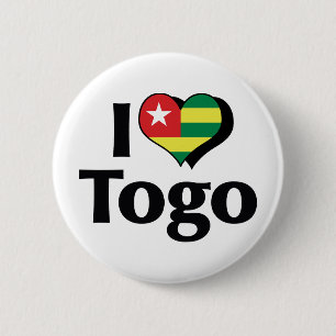 Badge Rond 5 Cm J'aime le drapeau du Togo