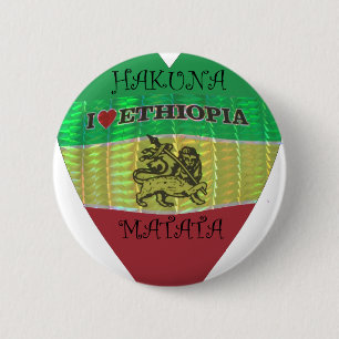 Badge Rond 5 Cm J'aime le drapeau - J'aime l'Éthiopie Rouge Or V