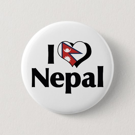 Badge Rond 5 Cm J'aime le drapeau népalais (Devant)