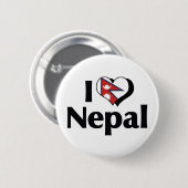 Badge Rond 5 Cm J'aime le drapeau népalais (Devant & derrière)