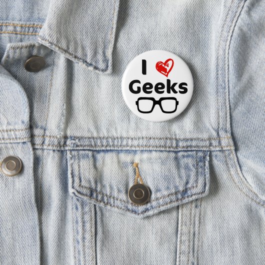 Badge Rond 5 Cm J'aime le geeks (En situation)