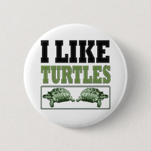 Badge Rond 5 Cm J'aime le grand texte de tortues