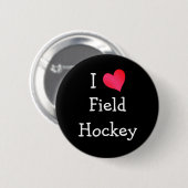 Badge Rond 5 Cm J'Aime Le Hockey De Champ (Devant & derrière)