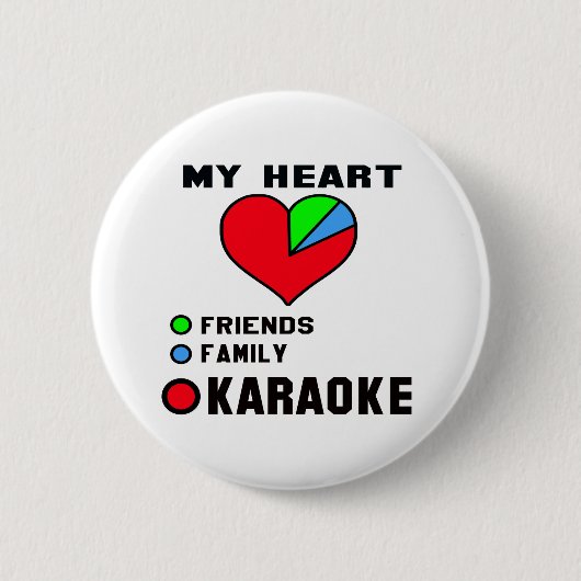 Badge Rond 5 Cm J'aime le karaoke (Devant)