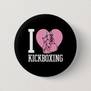 Badge Rond 5 Cm J'aime le kickboxing cœur drôle mignon boxe arts m