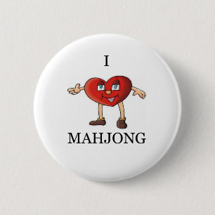 Badge Rond 5 Cm j'aime le mahjong