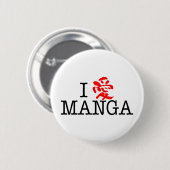 Badge Rond 5 Cm J'aime le manga (Devant & derrière)