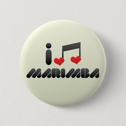 Badge Rond 5 Cm J'aime le Marimba (Devant)