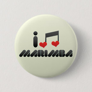Badge Rond 5 Cm J'aime le Marimba