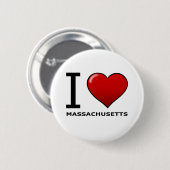 BADGE ROND 5 CM J'AIME LE MASSACHUSETTS (Devant & derrière)