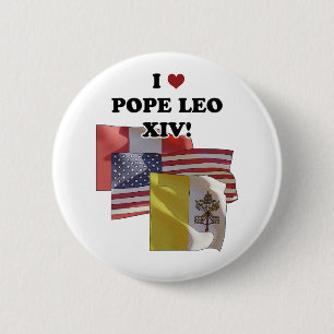 Badge Rond 5 Cm J'Aime Le Pape Leo XIV ! (Version II)