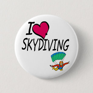 Badge Rond 5 Cm J'aime le parachutisme