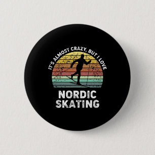 Badge Rond 5 Cm J'aime le patinage nordique amateur de sports de g