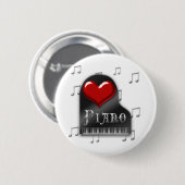 Badge Rond 5 Cm J'aime le piano (Devant & derrière)