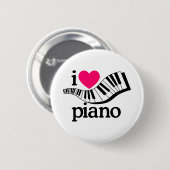 Badge Rond 5 Cm J'aime le piano/clavier (Devant & derrière)