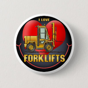 Badge Rond 5 Cm J'aime le Pin de bouton de chariots élévateurs