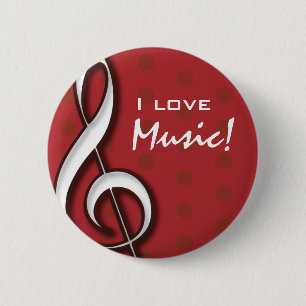 Badge Rond 5 Cm J'aime le Pin de musique