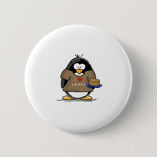 Badge Rond 5 Cm J'aime le pingouin de Latkes (Devant)