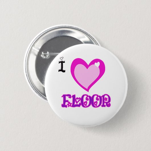Badge Rond 5 Cm J'AIME le plancher (Devant & derrière)