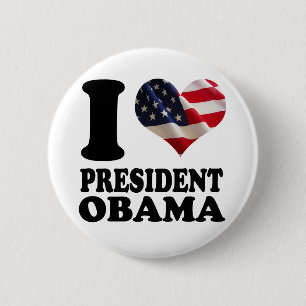 Badge Rond 5 Cm J'aime le Président Obama Button
