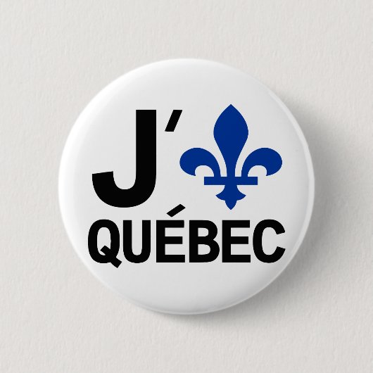 Badge Rond 5 Cm J'aime le Québec (Devant)