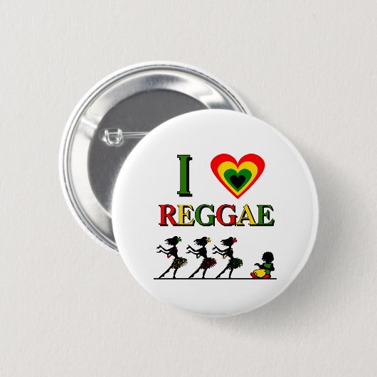 Badge Rond 5 Cm J'aime le reggae (Devant & derrière)