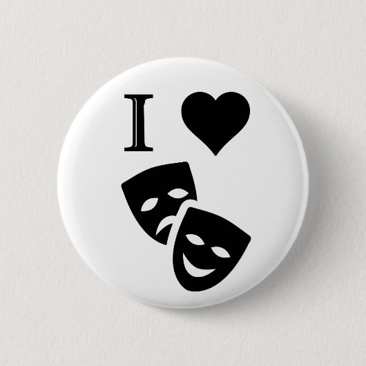 Badge Rond 5 Cm J'aime le théâtre (Devant)