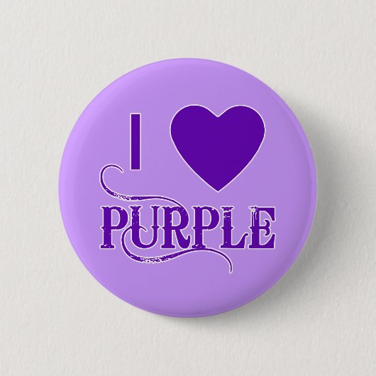 Badge Rond 5 Cm J'aime le violet au coeur pourpre (Devant)