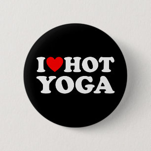 Badge Rond 5 Cm J'aime le yoga chaud drôle amateur de yoga chaud c