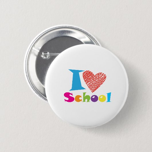 Badge Rond 5 Cm J'Aime L'École. Retour À L'École. Diplôme de dessi (Devant & derrière)