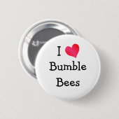 Badge Rond 5 Cm J'Aime Les Abeilles Bumble (Devant & derrière)