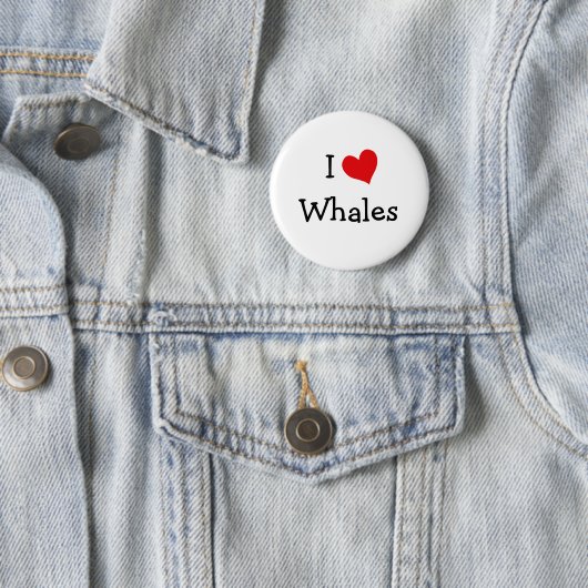 Badge Rond 5 Cm J'aime les baleines (En situation)