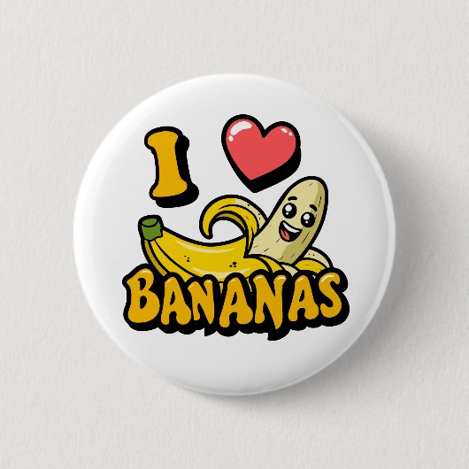 Badge Rond 5 Cm J'aime les bananes (Devant)