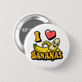 Badge Rond 5 Cm J'aime les bananes (Devant & derrière)