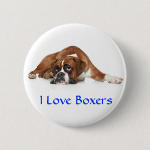 Badge Rond 5 Cm J'aime les Boxers Épinglé