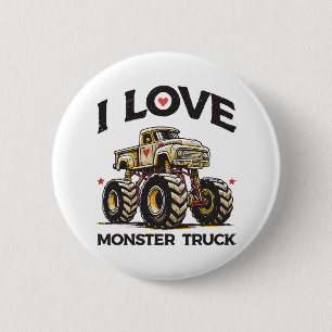 Badge Rond 5 Cm J'aime les camions monstres